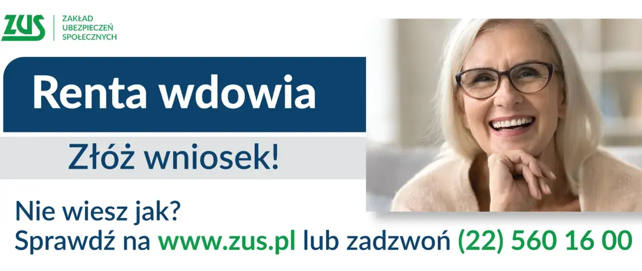 Uśmiechnięta starsza pani z okularami. Informacja o tym, czy wdowa może przejąć emeryturę po mężu. Złóż wniosek!